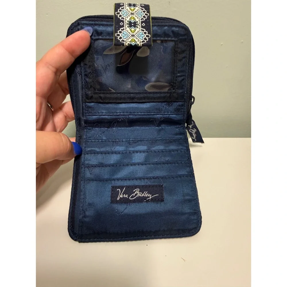 Vera Bradley Mediterranean Blue Quilted Shoulder Bag and Matching Wallet Set